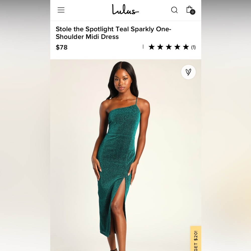 Lulus Sparkly Teal One Shoulder Dress